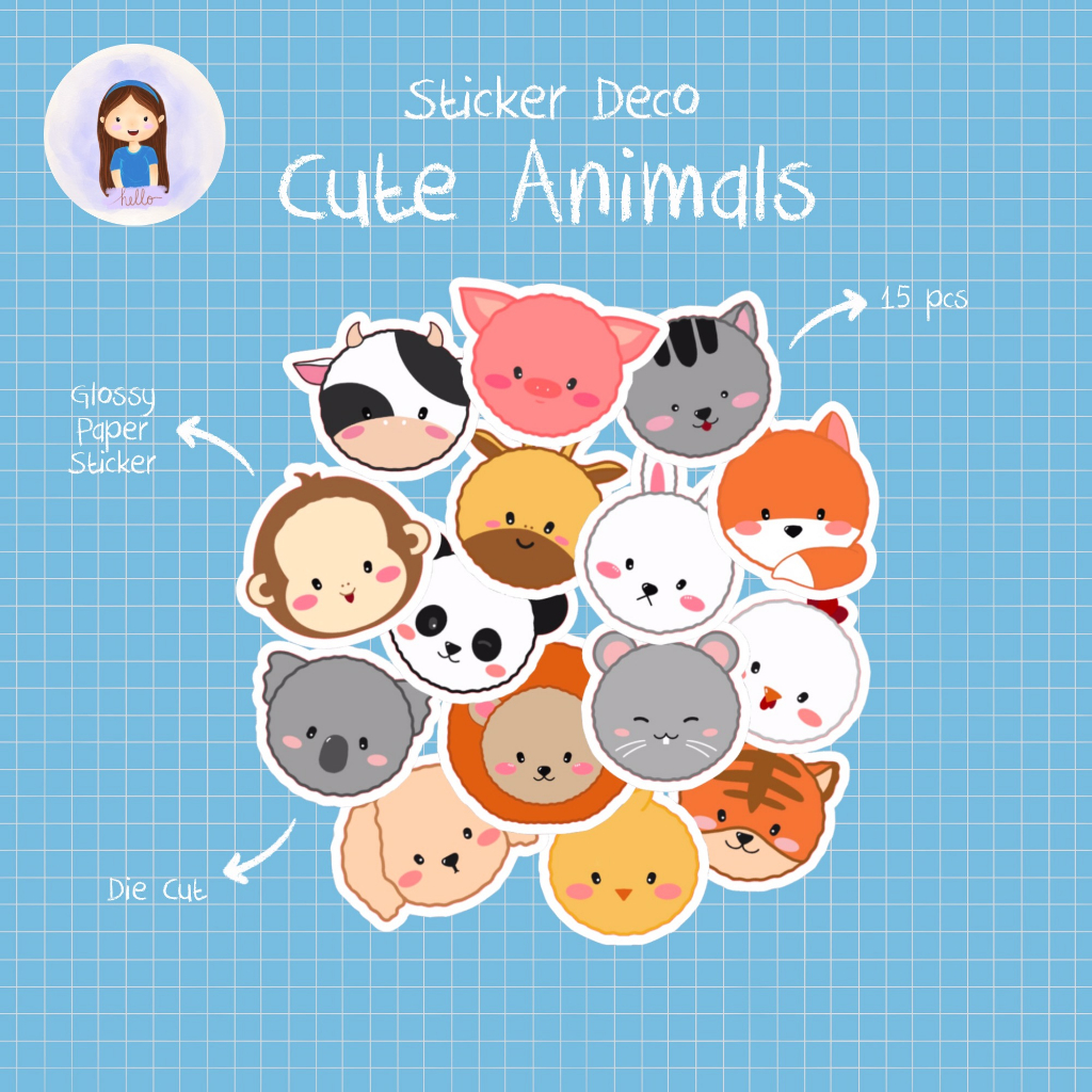 

15 PCS Sticker Cute Animals | Sticker Tumbler Laptop HP Koper Helm Buku