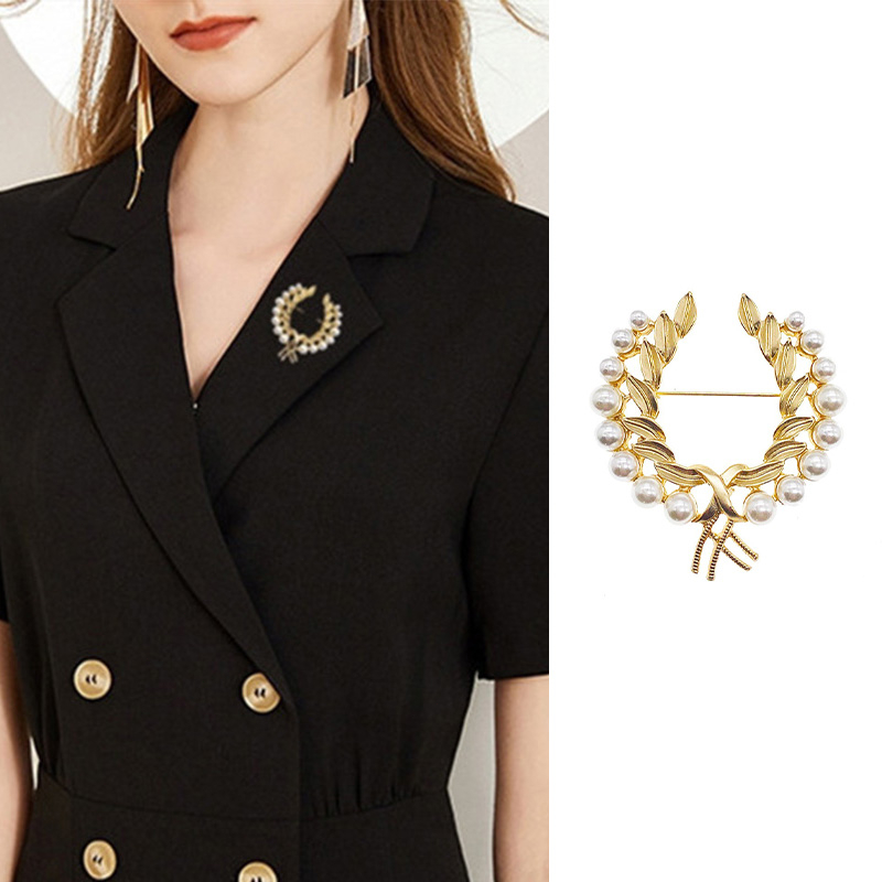 COD Gaya Baru Pin Alloy Mutiara Gandum Telinga Malaikat Bros Fashion Aksesoris Unik Jilbab Aksesoris