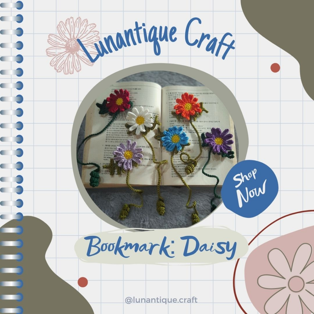 

[Penanda Buku Rajut] Bookmark Crochet - Bunga Daisy