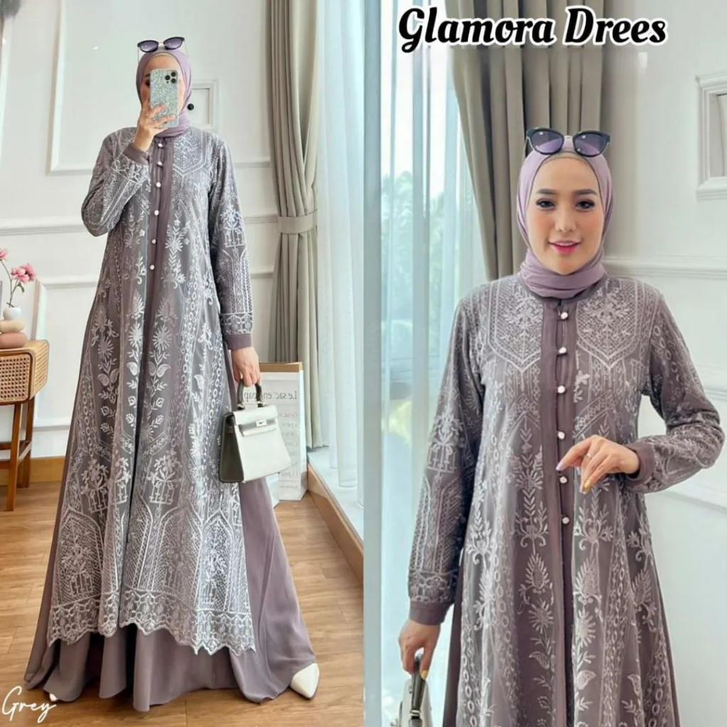 Gamis kondangan brokat warna sage ceruty babydoll gamis terbaru 2023 gamis mewah elegan gamis gamis 