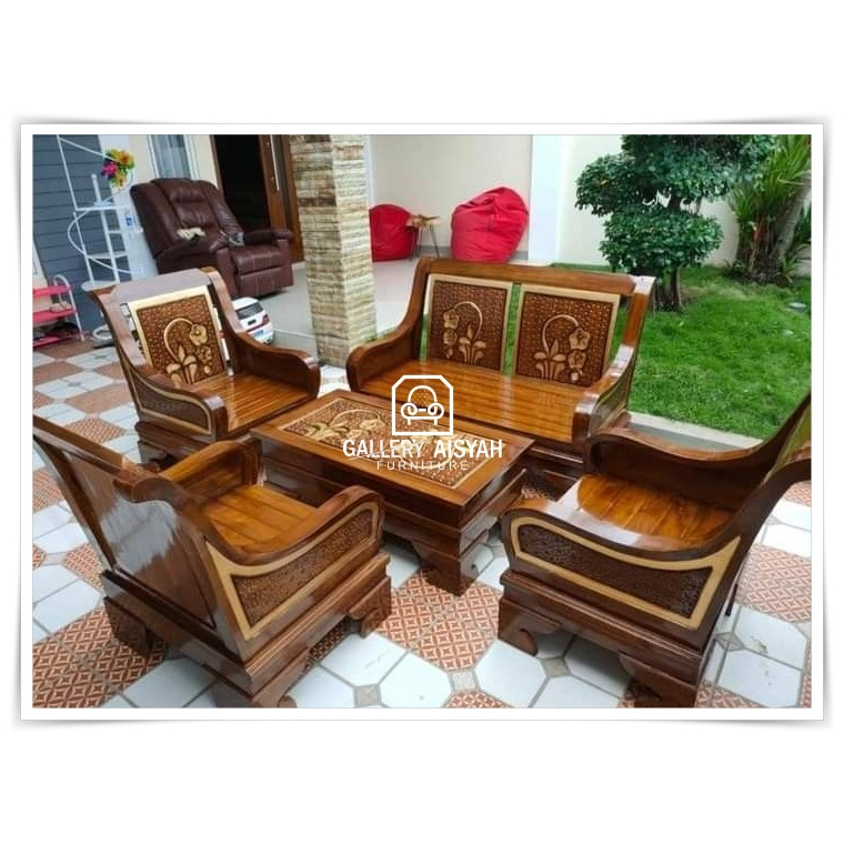 Kursi Ruang Tamu Sofa Minimalis Kayu Jati Terbaru 2023