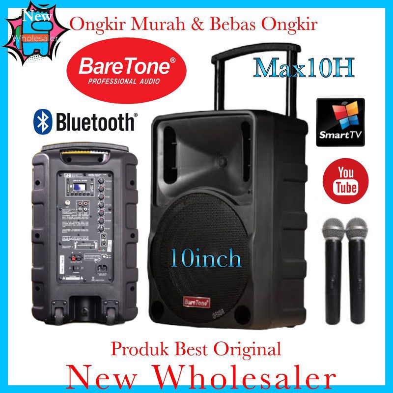 Speaker Aktif 10 inch Baretone Max10H Wireless portable Karaoke sound Resmi