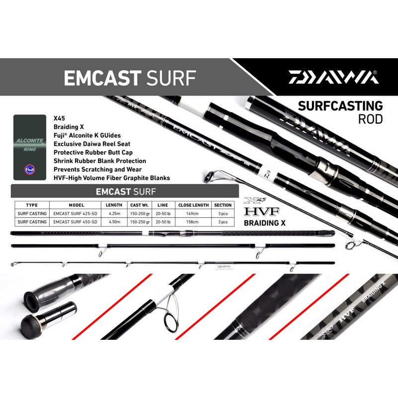 Joran Daiwa Emcast SURF 450 | 425 Joran Sambung 3 Pasiran Pinggiran