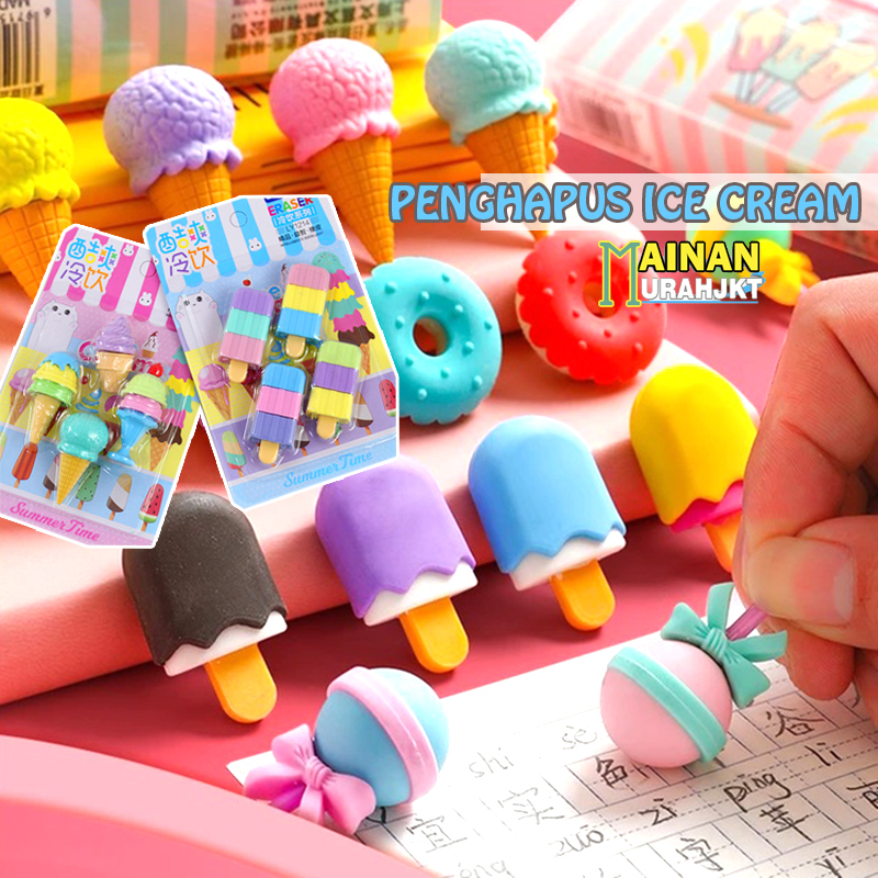 

MAINANKEI ATK PENGHAPUS PENSIL BENTUK ICE CREAM LY1214 ERASER PENGHAPUS PENSIL ICE CREAM WARNA WARNI