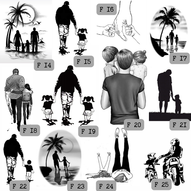 CUSTOM TATO TEMPORER FAMILY Sticker Minimalis Aesthetic Waterproof Motif Ayah & Anak Ibu & Anak Kelu