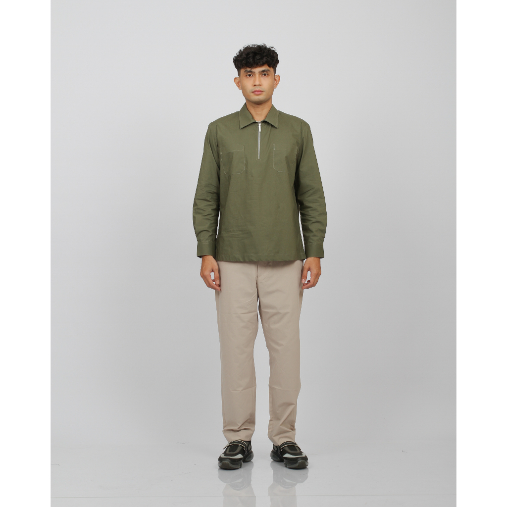 Itang Yunasz Ready To Wear - Zip Shirt Green