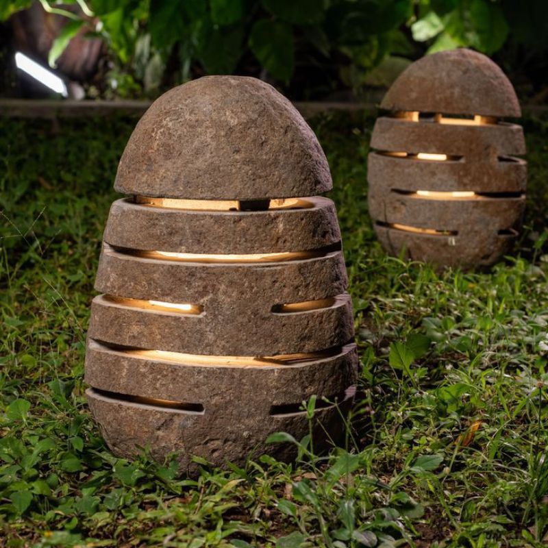 Kap lampu taman batu kali | Kap lampu taman river stone