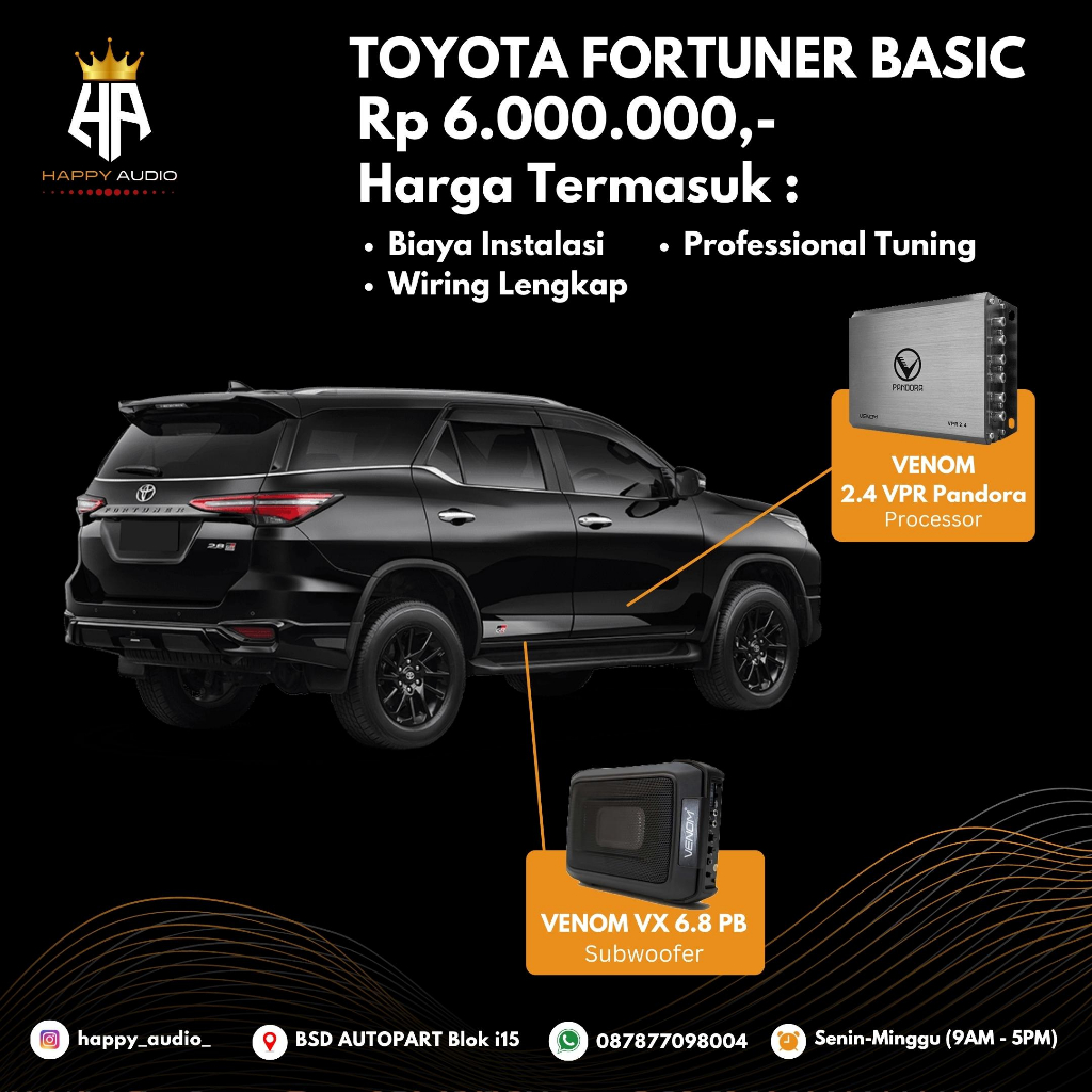 FREE INSTALASI - Paket Audio Mobil Toyota Fortuner Sound System Mobil