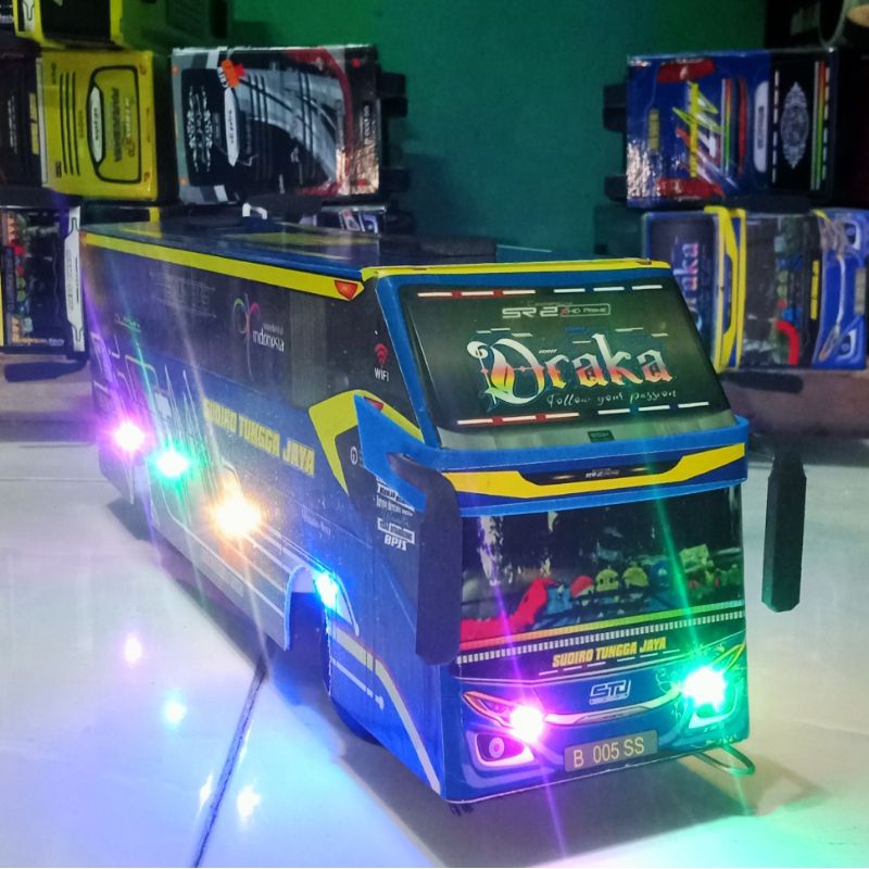 Mainan Anak Miniatur Bus Telolet SUDIRO TUNGGA JAYA "Draka"