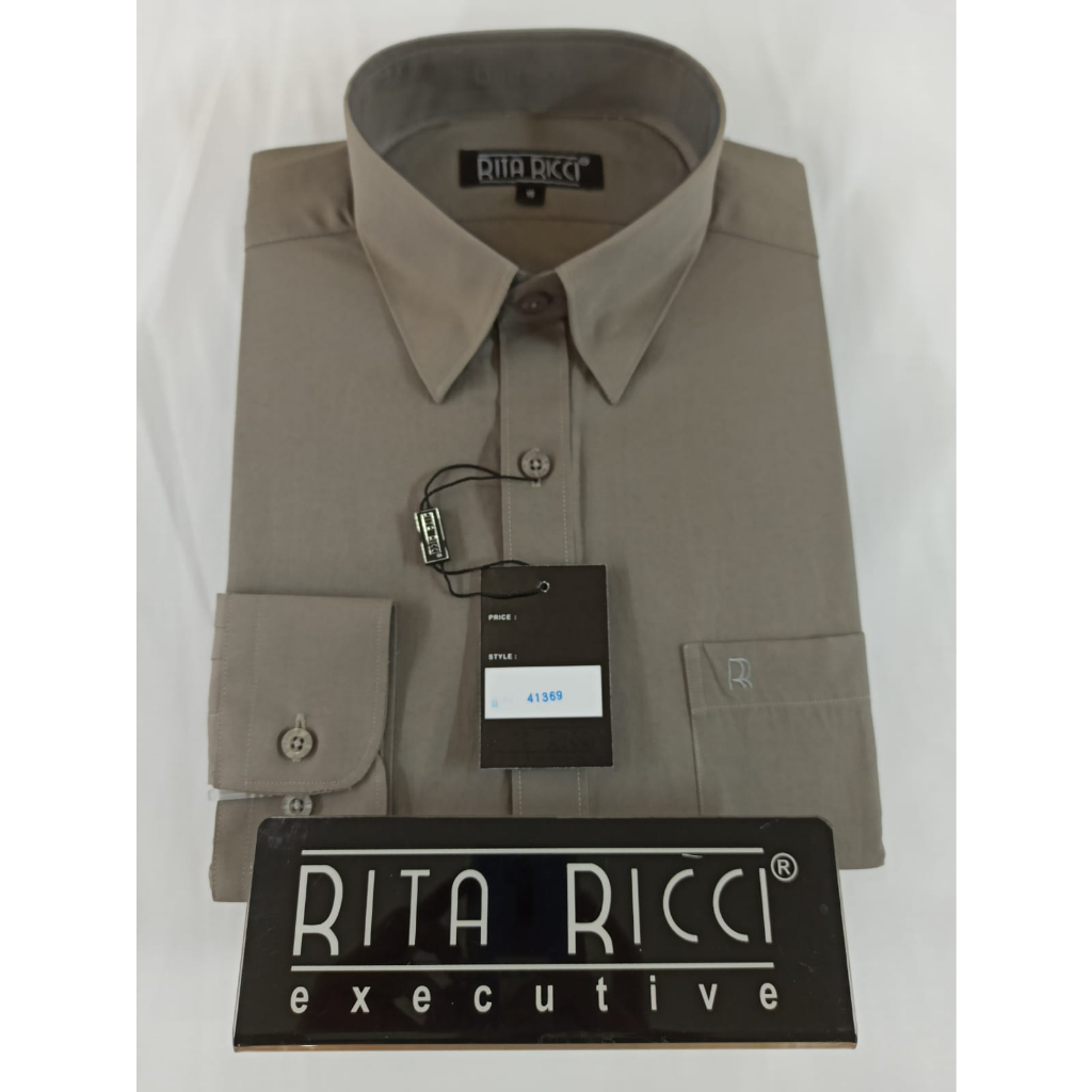 Kemeja pria Rita Ricci polos Lengan panjang warna Abu-abu artikel 41369
