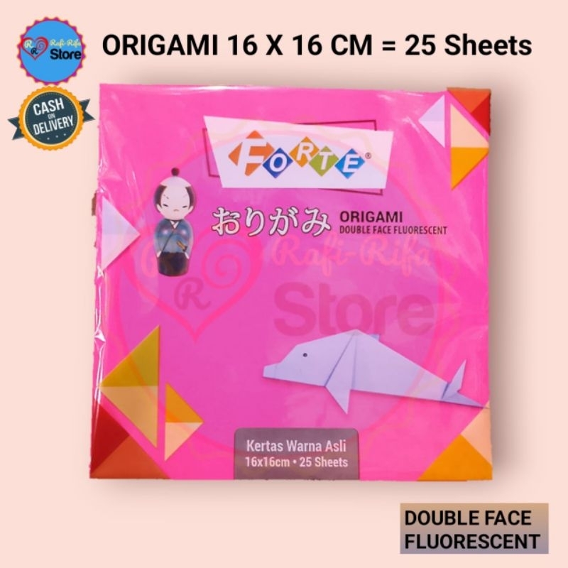 

Kertas Lipat Origami Double Face Fluorescent 2 sisi 16 X 16 cm / 25 Sheets Forte