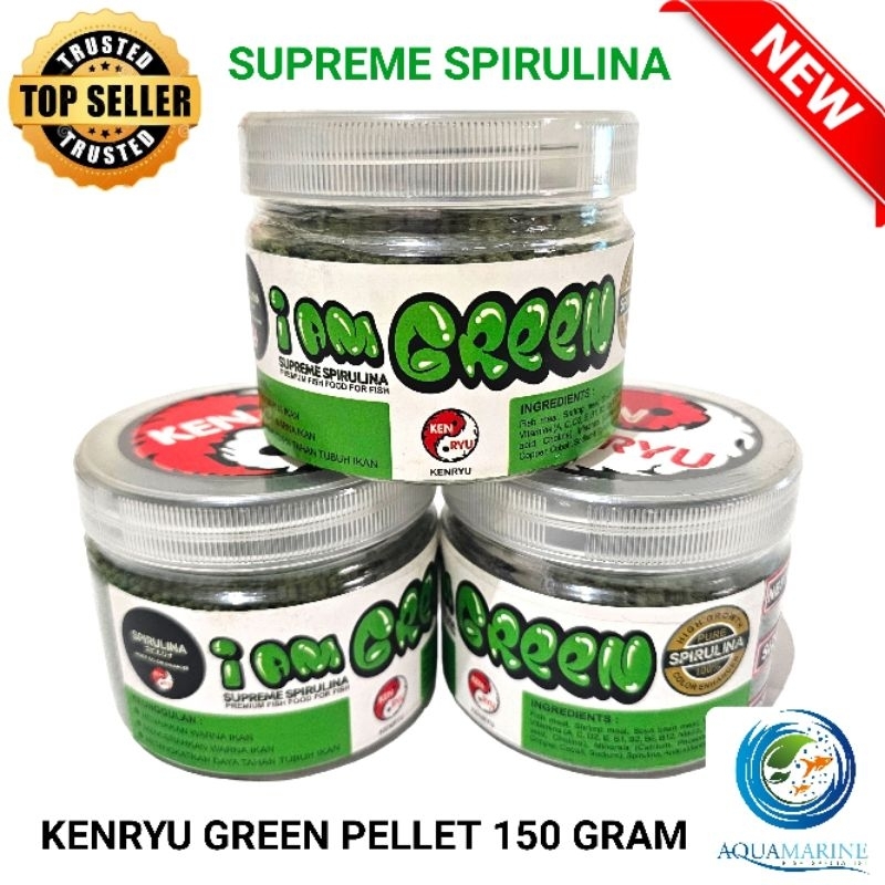 KENRYU SUPREME SPIRULINA I AM GREEN Pellet Pakan Ikan Louhan Koi Koki Pelet Channa Cichlid Bunga Cab