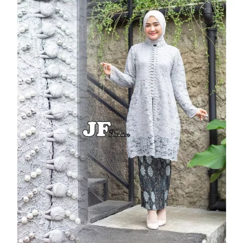 Baju Kebaya Tunik Busui Kancing Depan Setelan Kebaya Kondangan Modern / Set Kebaya Muslim Lengan Pan