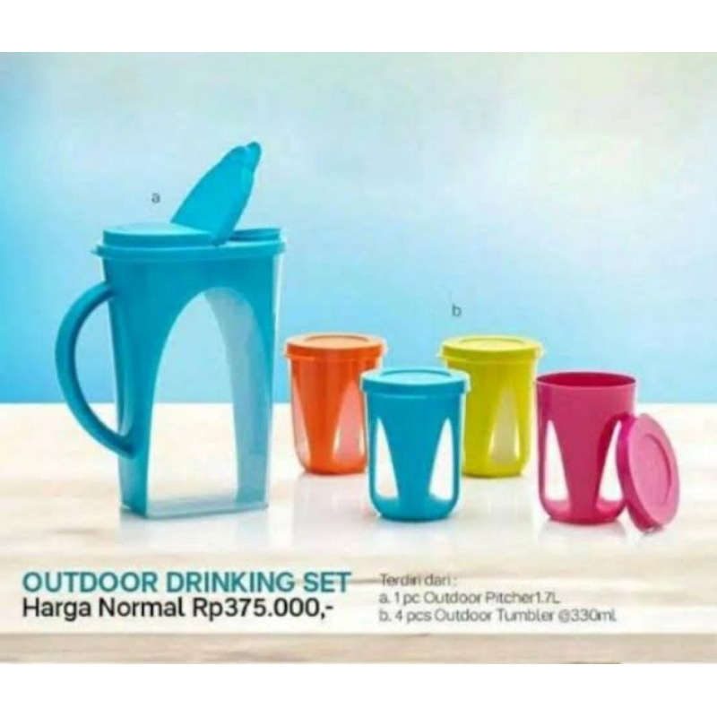 Outdoor drinking set tupperware / teko tupperware dan gelas minum