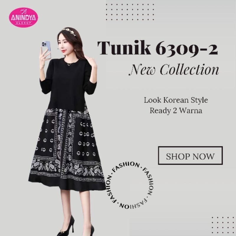 Anindya Fashion Presents Tunik Rajut Mix Katun Import 6309-2 Motif Bohemian By Zara Woman Dress Korean Style Elegan