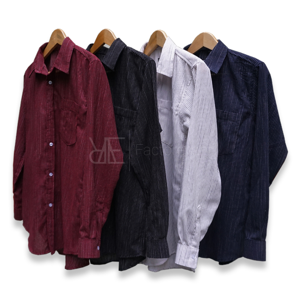 KEMEJA PRIA STRIPE SALUR BIG SIZE JUMBO LENGAN PANJANG M-5XL