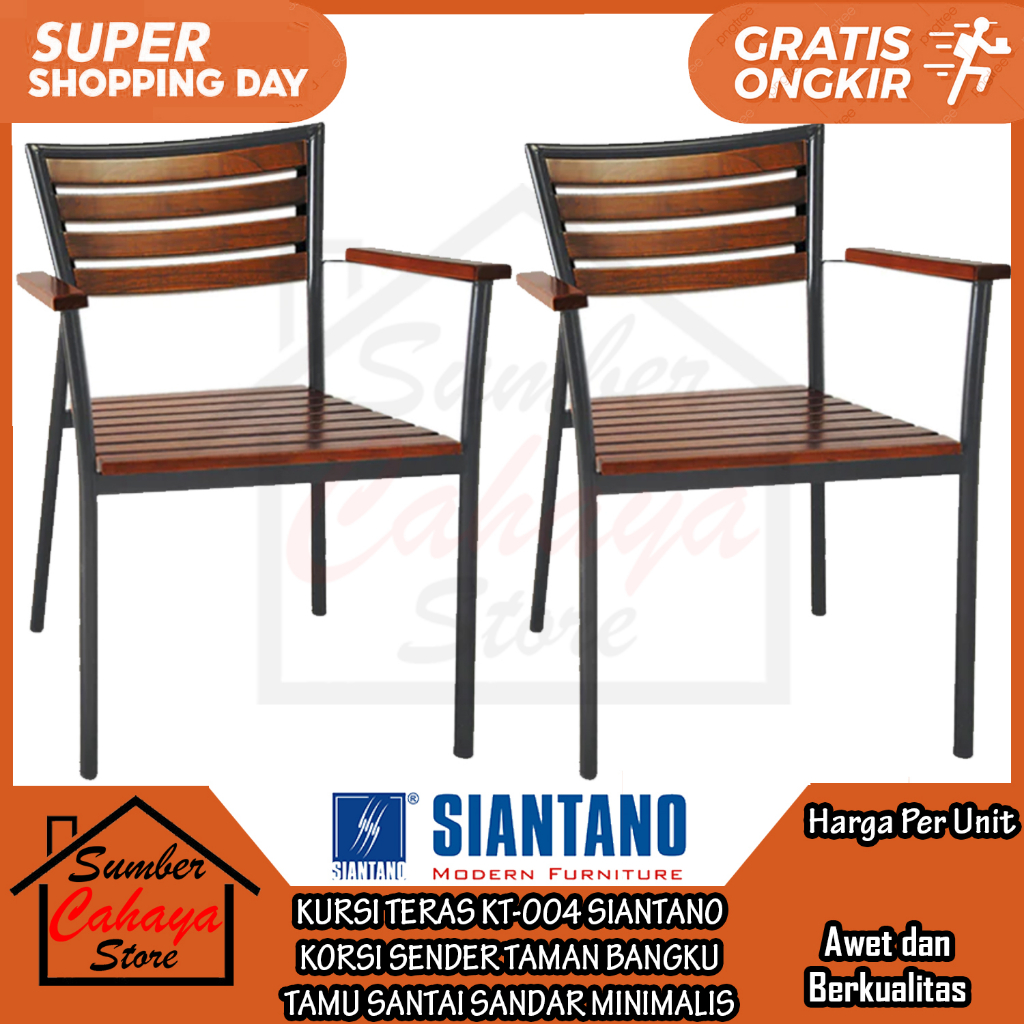 [Instan] KURSI TERAS OUTDOOR KORSI SENDER TAMAN KT-004 SIANTANO BANGKU TAMU SANTAI SANDAR BESI MINIM
