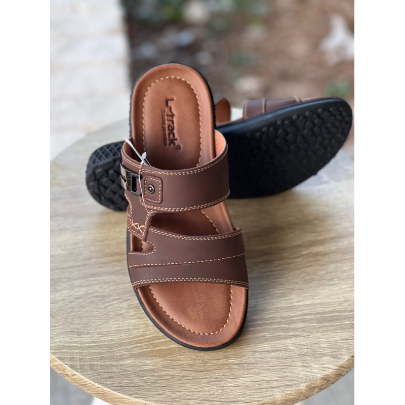 sandal kulit pria sandal casual sandal kulit model WR 02 outsole karet anti selip ukuran 39-43