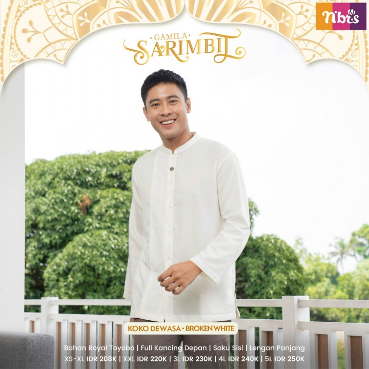 Koko Pria Dewasa Remaja Jumbo Putih Tangan Lengan Panjang Nibras Premium Gamila N'BRS NBRS