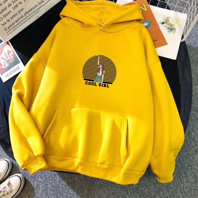 HPYNES Cool Girl Green Jeans Hoodie Pull Over Wanita Lengan Panjang