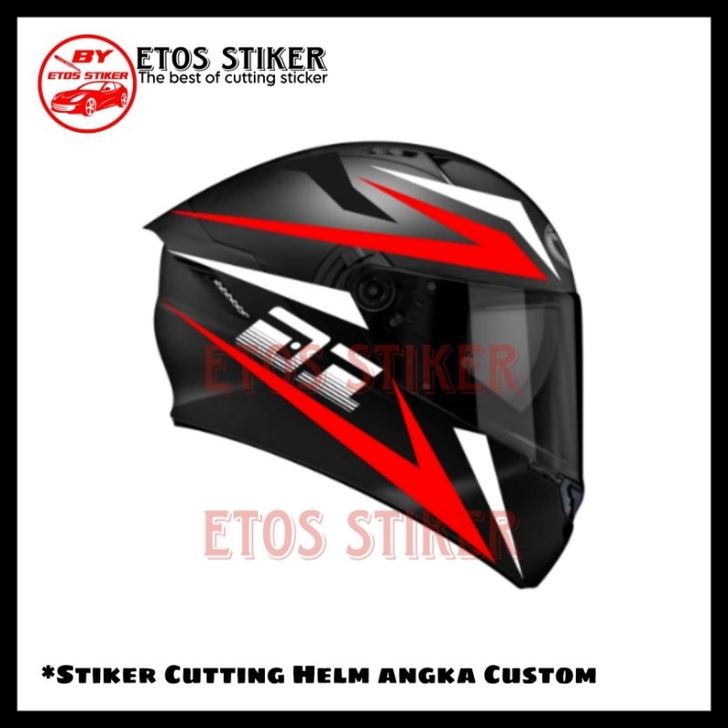 Stiker Helm Custom Angka cutting sticker Helm Full Face