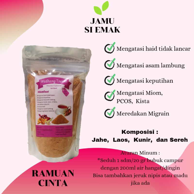 

Ramuan Cinta/Ramuan Tradisional/Jamu Awet Muda/Wedhang Tresno by Si Emak