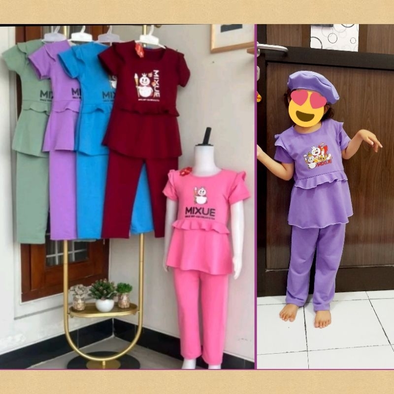 Setelan mixue terkini,setelan mixue anak perempuan
