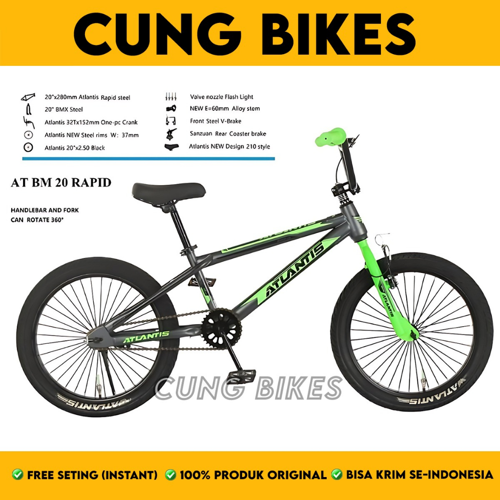 Sepeda Anak BMX 20 Inch ATLANTIS RAPID TORPEDO Ban Jumbo