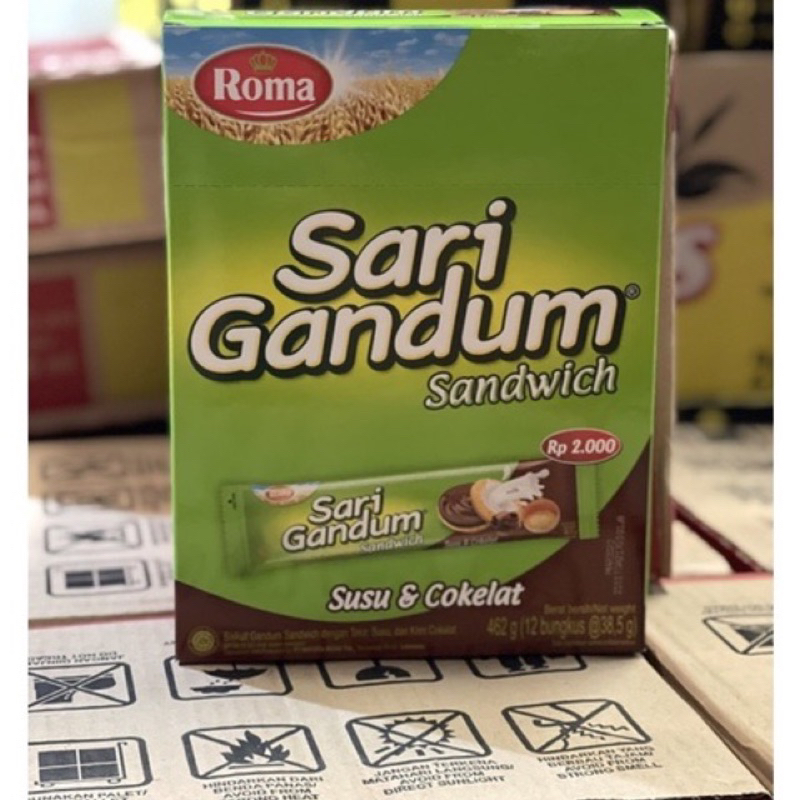 

Roma Sari Gandum Sandwich Susu Cokelat 462g (12 bks @38.5g) biskuit cemilan