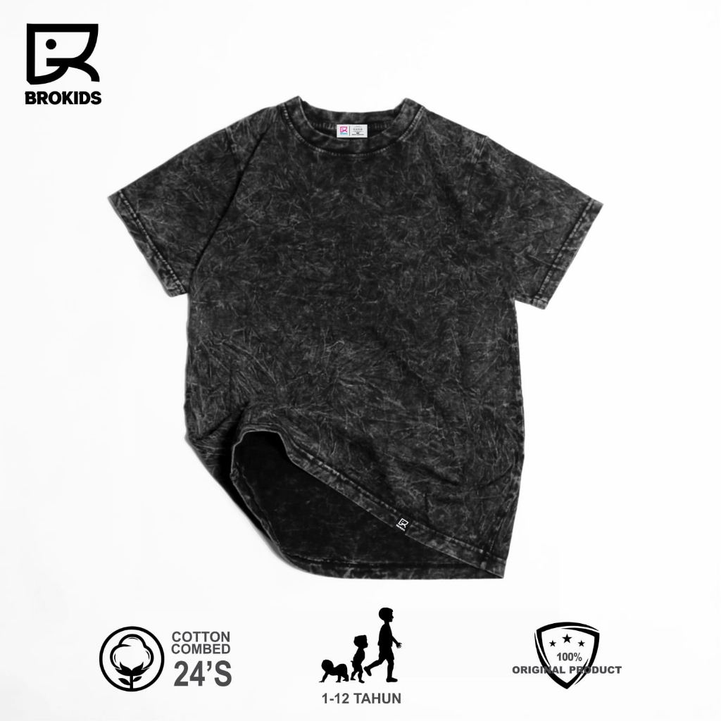 BROKIDS - Kaos Anak Washed Unisex - Polos