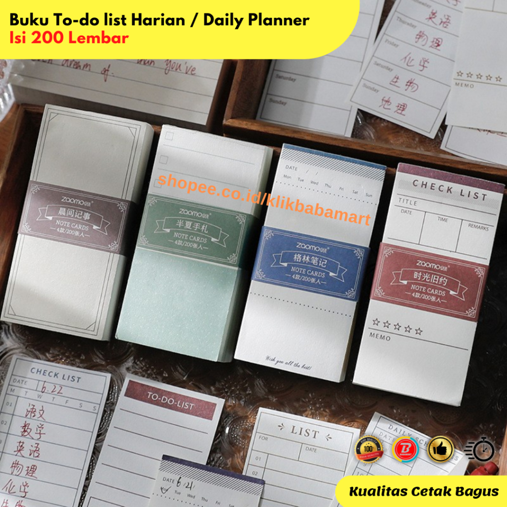 

Note Cards To-do list Harian / Daily Planner ukuran kecil