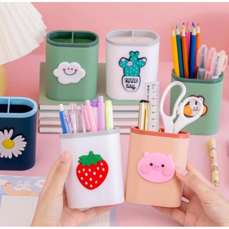 

Tempat Pensil Pen dll meja lucu karakter menarik import Murah - Putih Strawberry