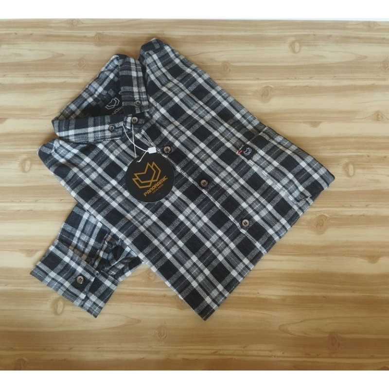Kemeja Flanel panjang kotak hitam putih - Kemeja flanel panjang pria/wanita