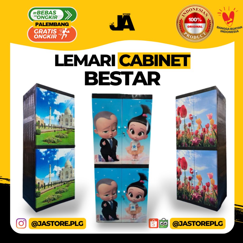 Lemari Cabinet Plastik Motif Bestar / Susun Baju / Tebal Kuat Original / Kos Kosan / Anak