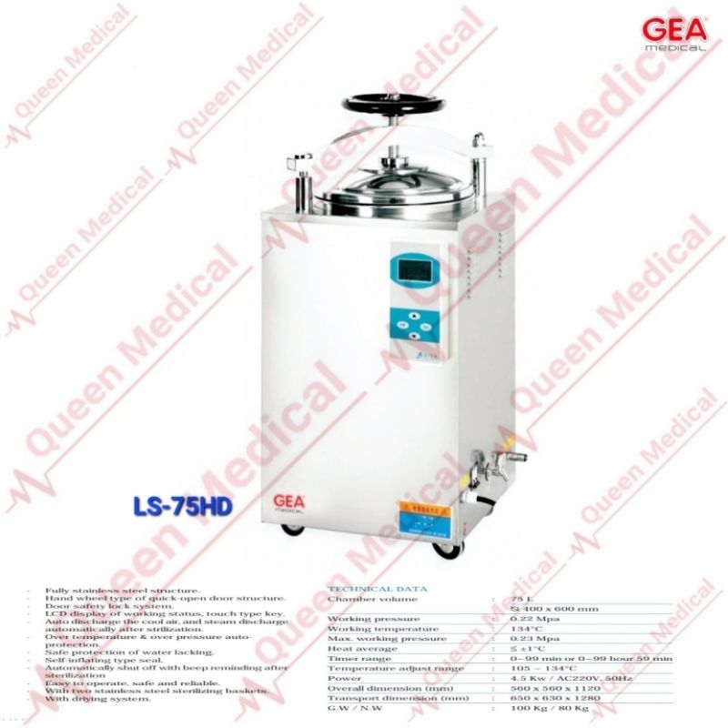 Autoclave 75 lt Liter GEA LS 75 HD LS75HD LCD