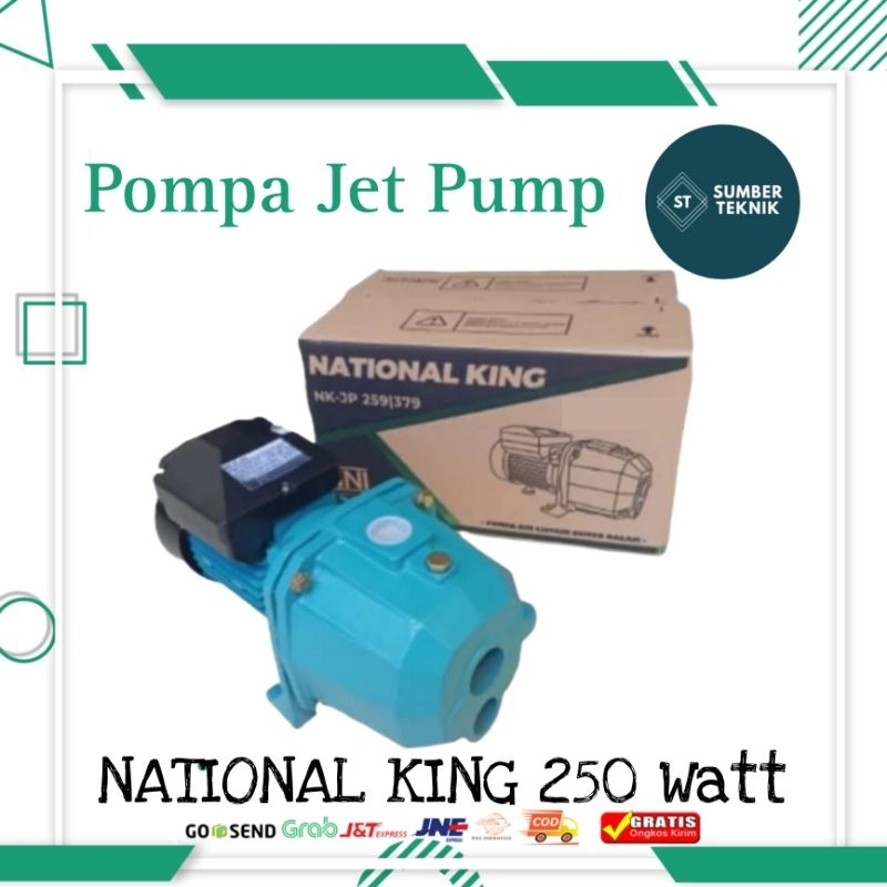 NATIONAL KING Mesin Pompa Air Jet Pump Sumur Dalam 30 Meter 250 Watt