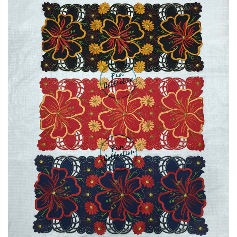 Taplak Meja Tamu Bordir 40x90 cm / Taplak Meja Tamu Kerancang / Taplak Meja Tamu Bunga-Bunga / Tapla