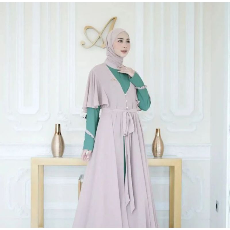 Gamis Polos Outer Ceruty BabyDoll Premiun Nameera Dress Gamis Inner Syakilla Gamis 2 in 1 Gamis Casu