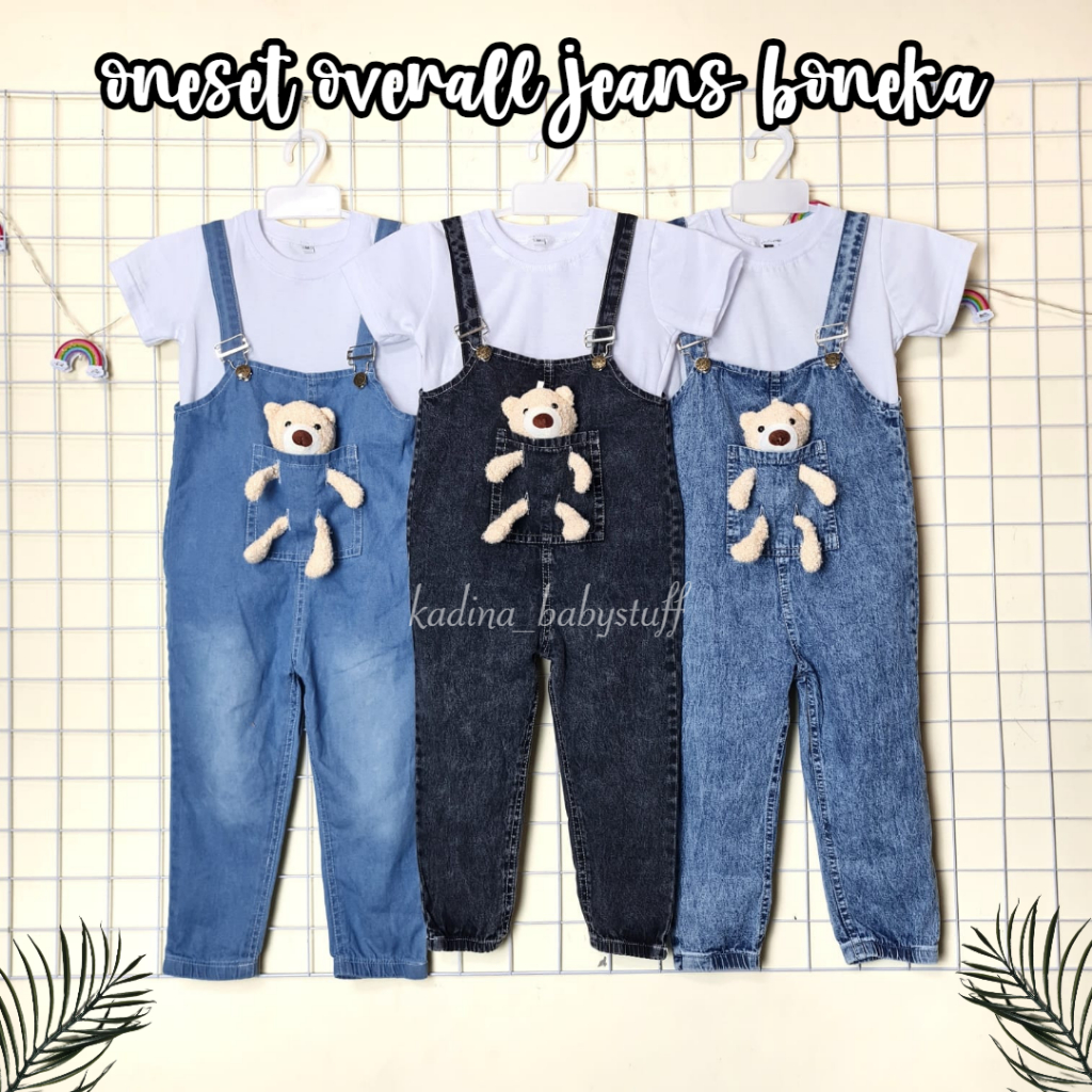 OVERALL JEANS ANAK PEREMPUAN/ OVERALL PANJANG BONEKA ANAK Usia 1-6 tahun