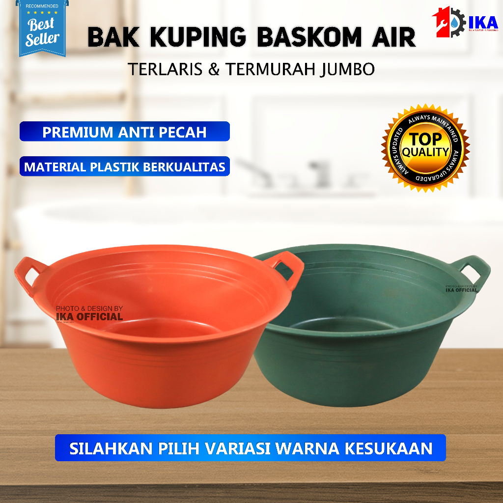 BAK KUPING - Baskom Air / Ember Cuci Piring / Ember Mandi / Waskom Bak Kuping Plastik Hitam Serbagun