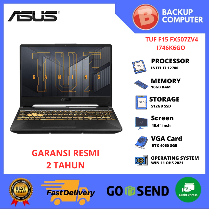 LAPTOP ASUS TUF F15 FX507ZV4 I746K6GO I7 12700H
