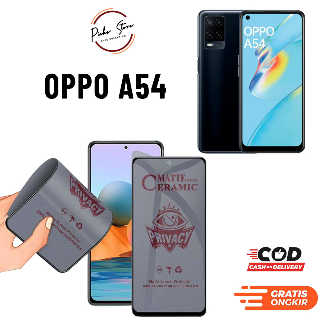 Anti Gores SPY Matte OPPO A54 - PRIVACY TEMPERED GLASS - TG OPPO A54  - ANTI GORES CERAMIC - ANTI PE