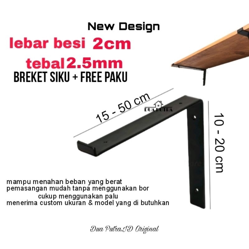 Besi rak ambalan dinding siku penahan rak dinding 20x50cm