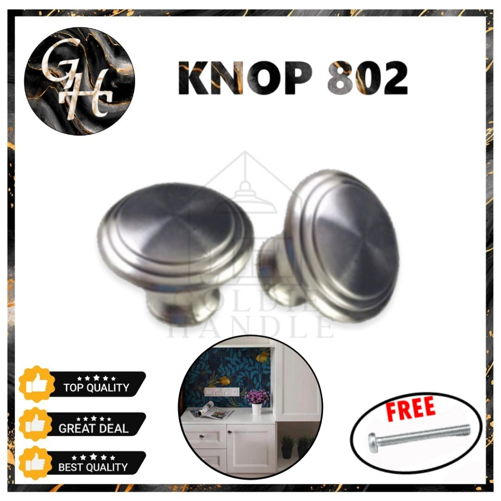 Door Knob Cabinet Drawer Knop Jamur 802 Laci Lemari Cupboard Stainless Premium Kabinet Anti Karat