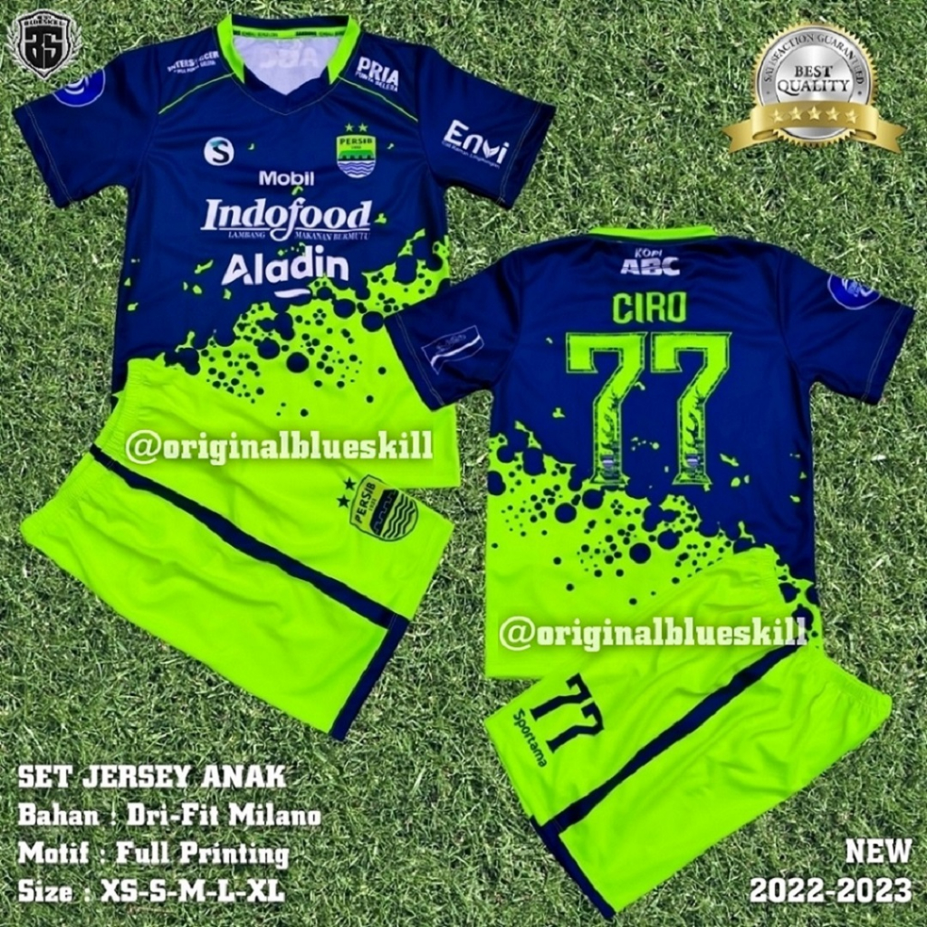 Setelan baju persib anak terbaru 2022/2023 / pakaian olahraga anak setelan jersey persib / jersey persib setelan sepak bola anak / jersey persib anak terbaru