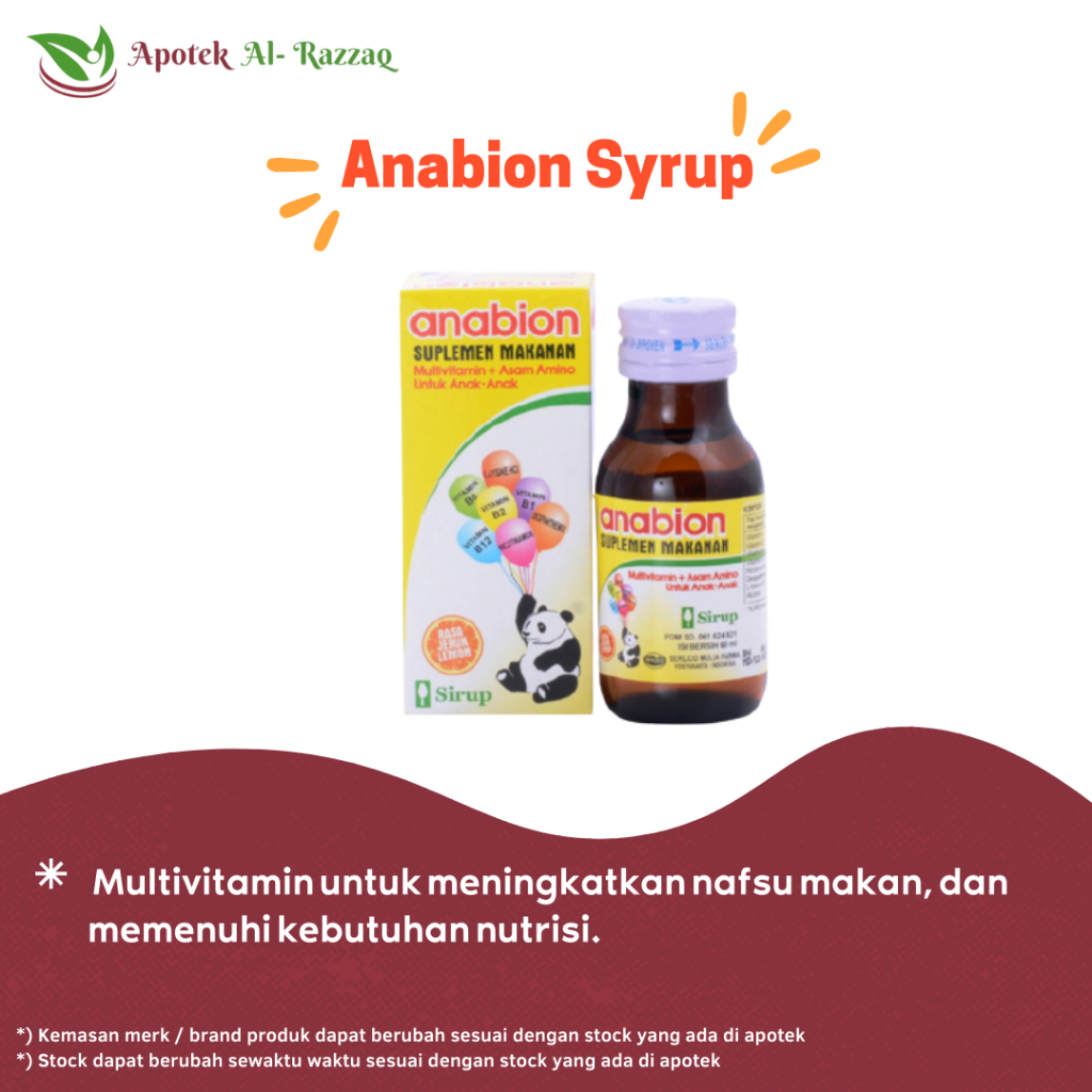 Anabion Syrup 60 Ml - Suplemen Makanan - Anak-anak - Jeruk Lemon
