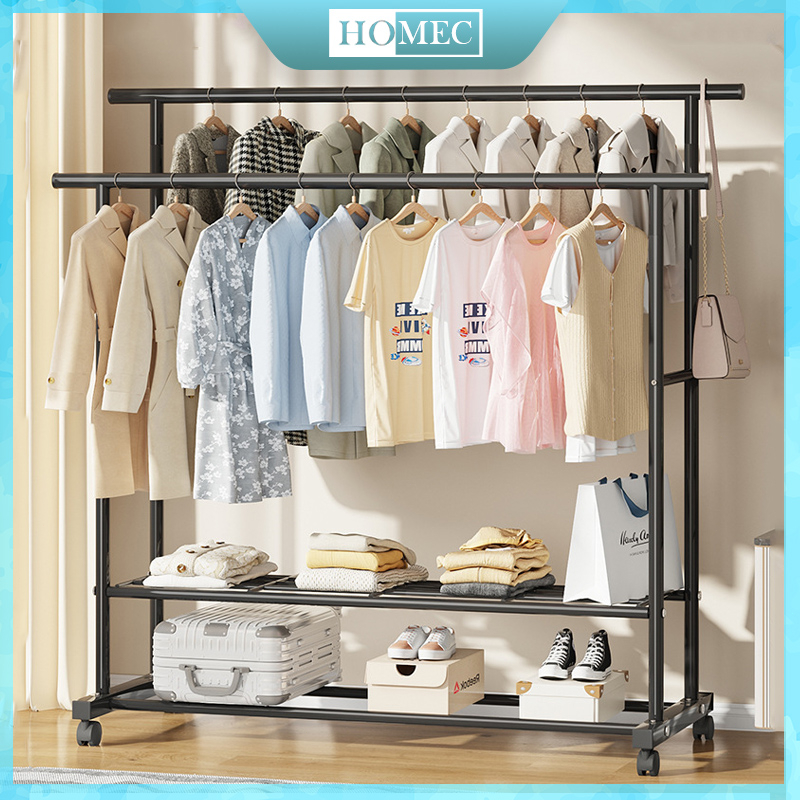 RAK GANTUNGAN BAJU BERDIRI BESI STAND HANGER RAK BAJU GANTUNG GANTUNGAN BAJU ESTETIK JEMURAN BAJU