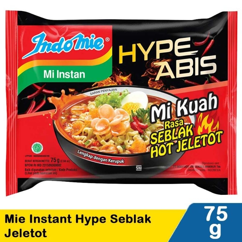 

Indomie Mi Instan Hype Seblak Hot Jeletot 75G