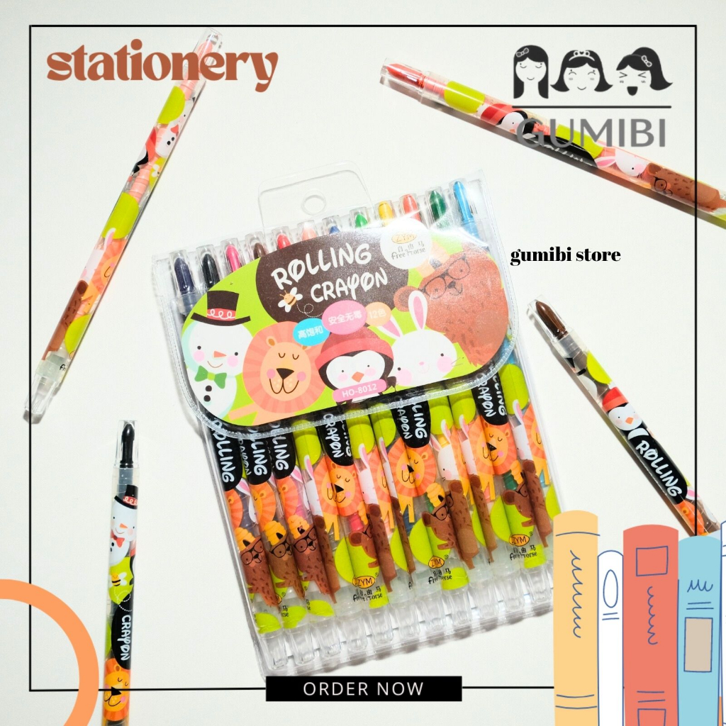 

CRAYON PUTAR ISI 12 PCS MOTIF HEWAN ANIMAL ZOO KRAYON PUTAR HO 8012