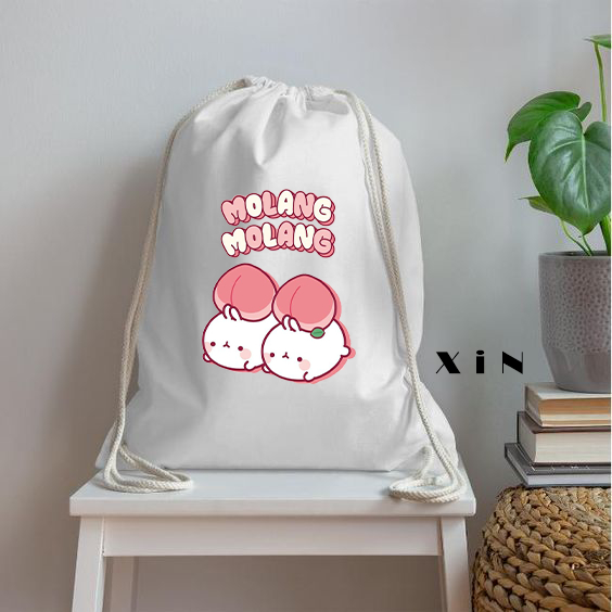 TAS SERUT KANVAS MOTIF Molang UNISEX Batch 3 DRAWSTRING BAG